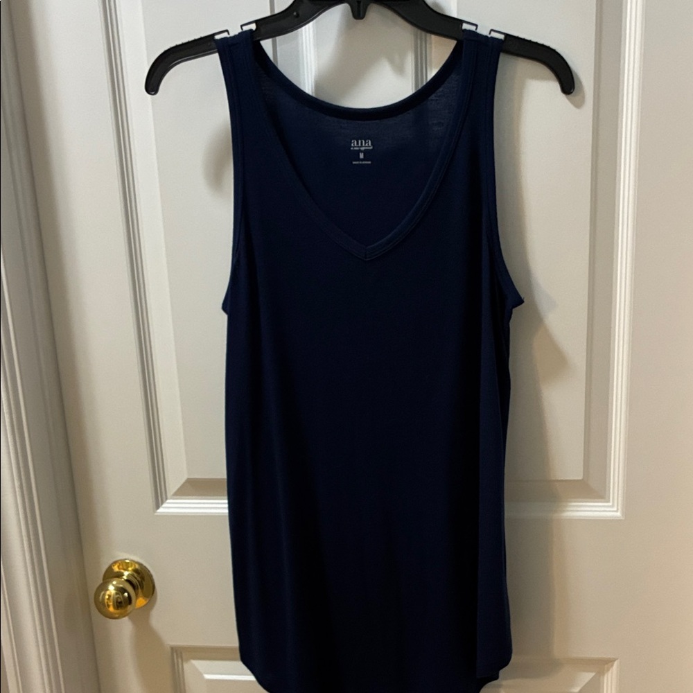 a.n.a Navy Sleeveless Tank Top longer in back